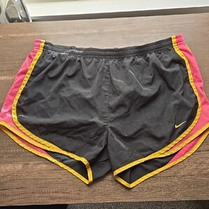 Nike Women's Athletic Shorts Black with Pink and Yellow Accents